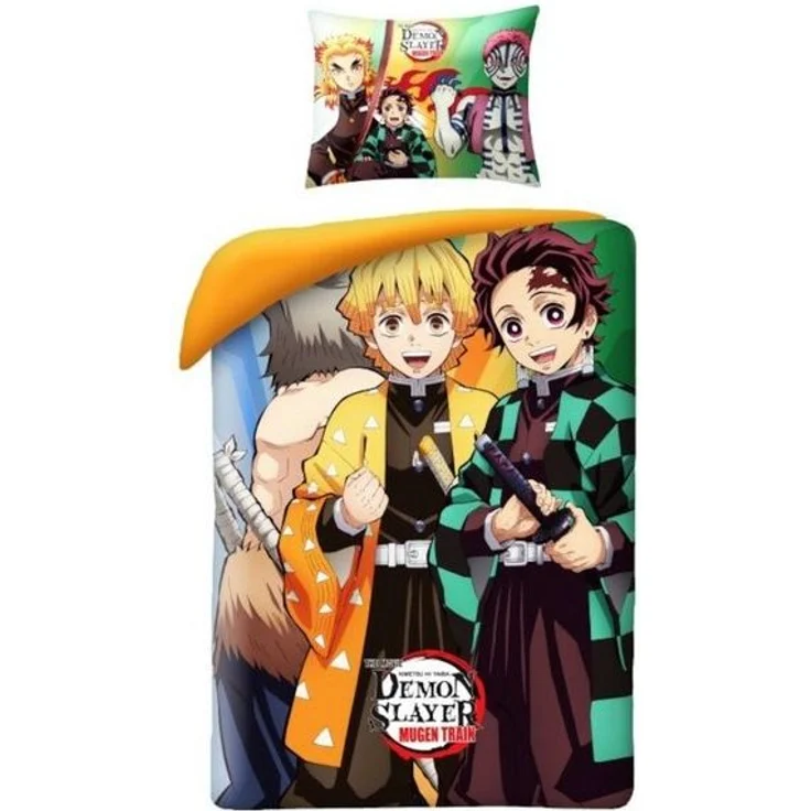 Demon Slayer Bettwäsche Set aus Baumwolle Bettdeckenbezug 140 × 200 cm mit 70 × 90 cm Kissenbezug – Bild 2