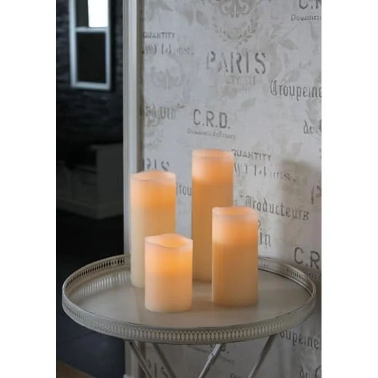 LED Echtwachskerze -Big', Batterie und Timer, flackernd, creme, 15cm – Bild 3