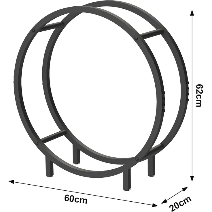 DanDiBo Kaminholzregal Innen Metall Schwarz Stehend Rund 60 cm Kaminholzständer 96468 Kaminholzhalter Brennholzregal Feuerholzregal – Bild 2