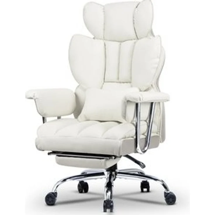 BIGZZIA Bürostuhl Großer Chefbürostuhl aus PU-Leder mit Hoher Rückenlehne, mit Fußstütze - Ergonomischer Computerstuhl mit Lordosenstützkissen – Bild 6