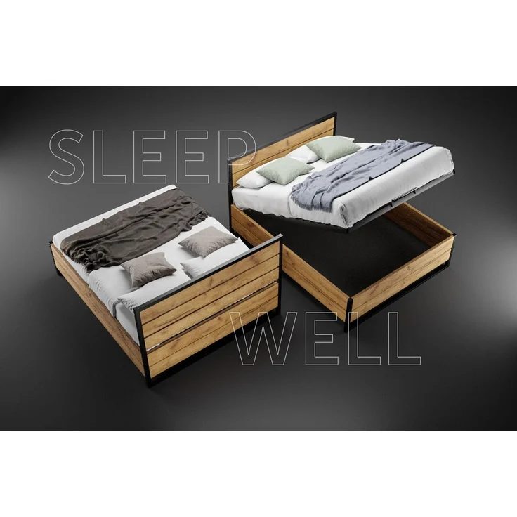 BMS Massivholzbett Loft 160x200 cm in Eiche mit Matratze – Bild 2