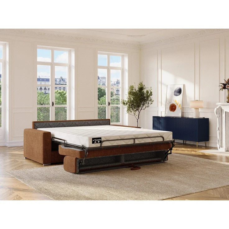 Vente-unique - CALITO - Schlafsofa - Plastik - Kunststoff (PVC), Metall - Terracotta - 194 x 223 x 85 cm – Bild 3