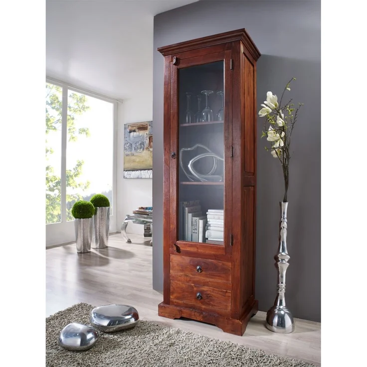 Vitrine Akazie 65x44x191 nougat lackiert OXFORD #432 – Bild 7