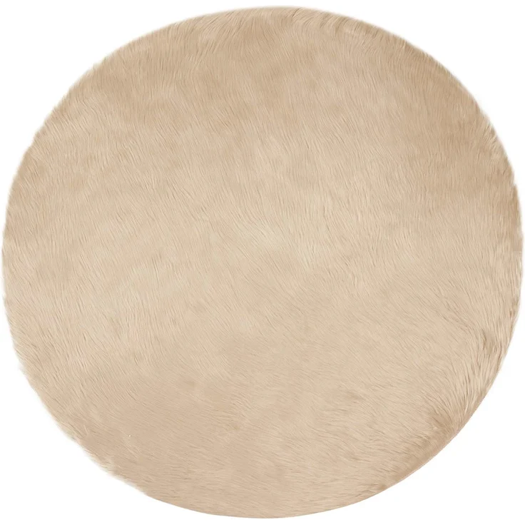 vidaXL Kunstschaffell Teppich Tafalla Beige Ø 100 cm Polyester 42021492 – Bild 1