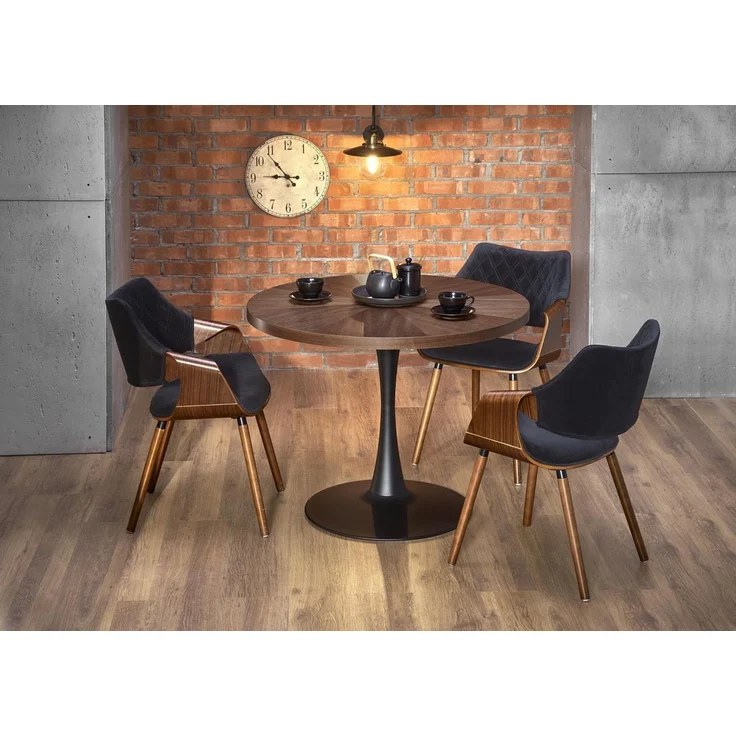 designimpex Esstisch HAW-333 rund Walnuss Wenge Schwarz Echtholzfurnier Esszimmer 100x75 cm, Esstisch, Esszimmertisch, Tisch, Ausziehtisch, Küchentisch, Esszimmer – Bild 2