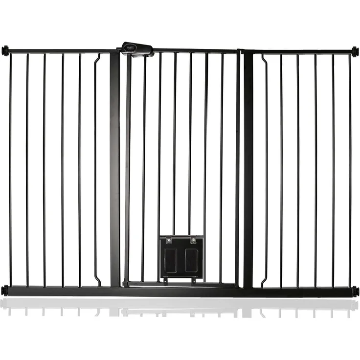 Bettacare Haustier-Tor mit Cat Flap effektive Barriere für Haustiere, Schwarz, 139. 8cm - 147. 4cm