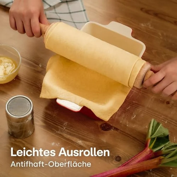 Praknu Nudelholz Nudelholz - Teigroller aus FSC® Buchenholz - Mit Maßeinteilung Buchenholz, (1-tlg), Teigroller aus nachhaltigem FSC Holz, Für gleichmäßiges Ausrollen – Bild 4