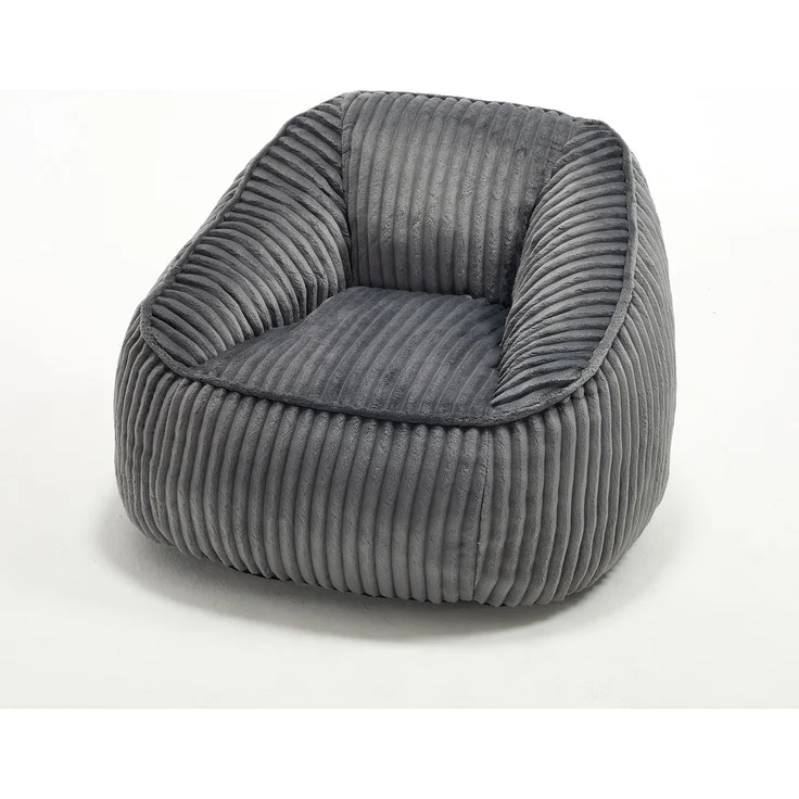 Sitzsack aus Cord, Schaumstofffüllung, 98x92x73 cm, Dunkelgrau – Bild 3