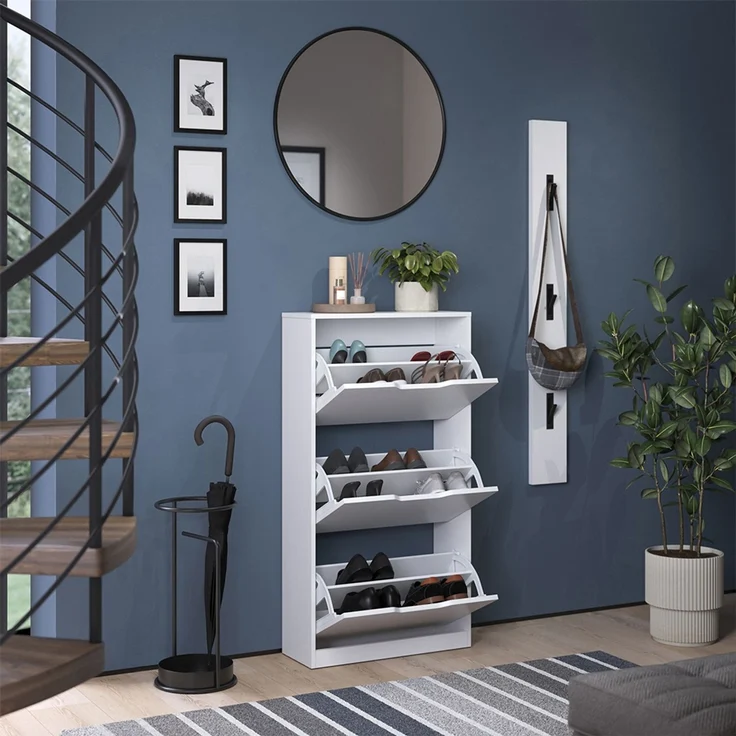 Schuhkipper Luca Weiß 59 x 111.5 cm mit 3 Kippfächern Vicco – Bild 5