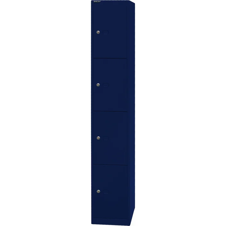 Bisley Schließfachschrank Office, 1 Abteil, 4 Fächer, T 457 mm, Farbe oxfordblau – Bild 3