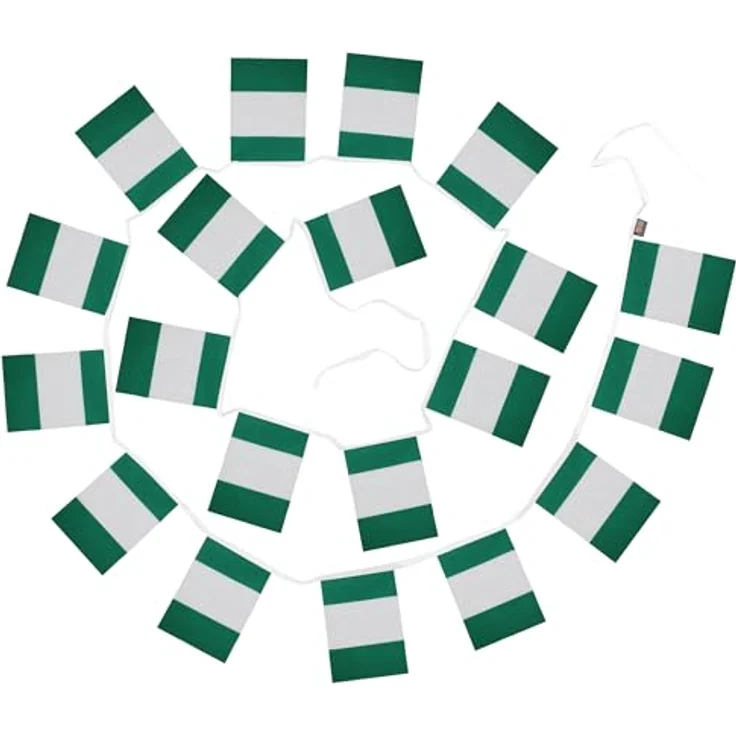 AZ FLAG - Fahnenkette Nigeria 6 Meter Mit 20 Flaggen - 21x14 cm - Nigerianische Girlande Flaggenkette 14 x 21 cm – Bild 6