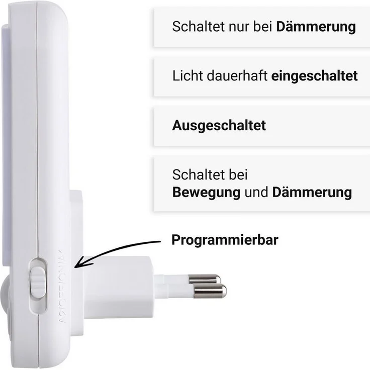 SEBSON LED Steckdosenleuchte Steckdosenlampe 2er - Bewegungsmelder Lichtsensor Dimmbar Einstellbar, LED integriert, warmweiß, Ein- und Ausschalter, Infrarot Sensor, Dämmerungssensor, 91x69x14mm – Bild 3