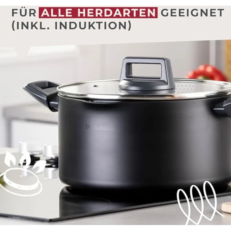 Fackelmann Kochtopf Statement 24cm – Topf mit keramische Beschichtung – Recyceltes Aluminium mit Antihaft-Beschichtung – PFAS-frei, Hitzebeständiger Griff, Für alle Herdarten inklusive Induktion – Bild 6