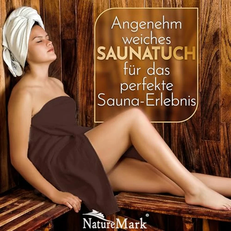 NatureMark 2er Pack SAUNATÜCHER Premium Qualität 80x200 cm SAUNATUCH Sauna-Handtuch 100% Baumwolle Farbe: Schoko Braun – Bild 7