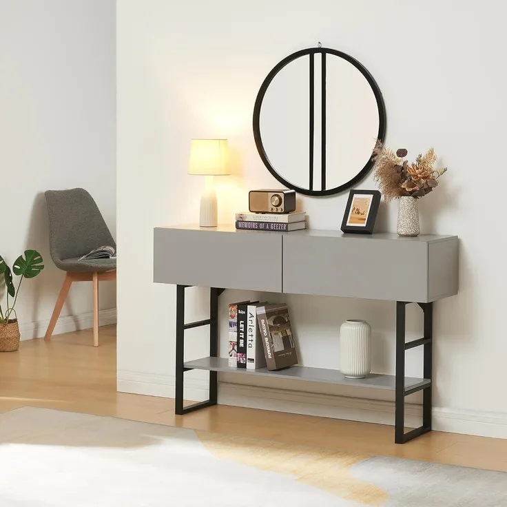 Konsolentisch Varberg 75x120x30 cm Hellgrau [en. casa]