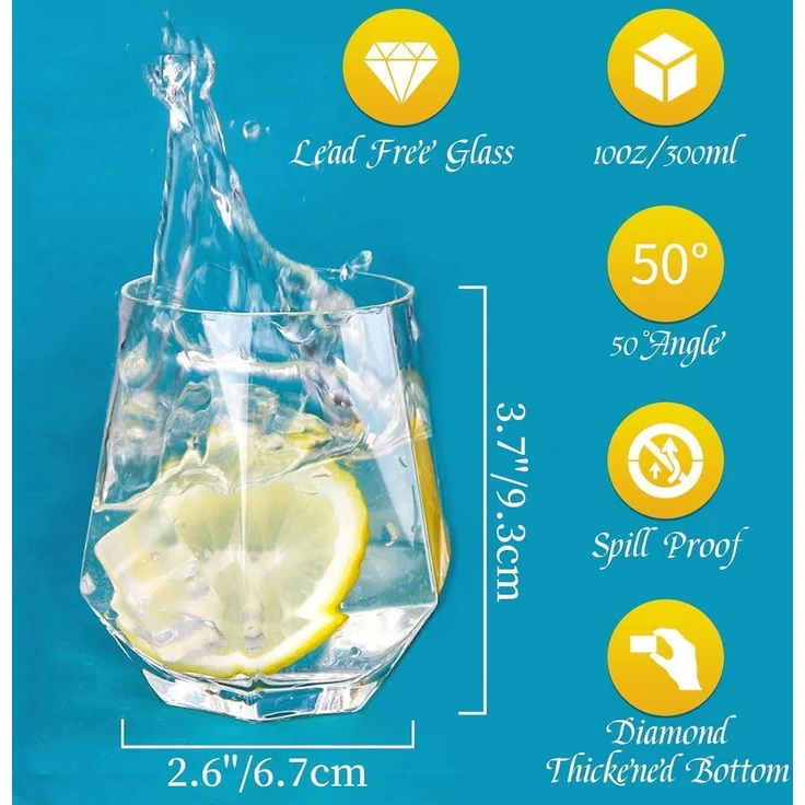 Modernes Diamond Whisky Glas-Set 300 Ml für Männer Frauen Bourbon Rum Tumbler 2 – Bild 4