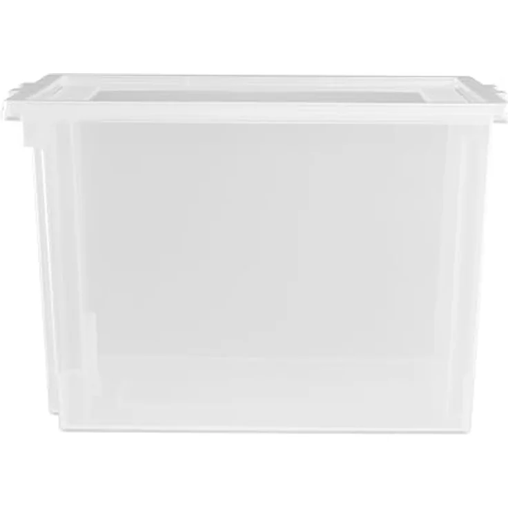 Iris Ohyama Vielseitige Aufbewahrungsbox mit Deckel, Stapelboxen, 30L, 6er-Set, Transparent, Stapelbar, Plastik, Für Schrank, Regale, Organisation, Kleidung, Bettlaken, Plastikbox mit Deckel, USB-M – Bild 3