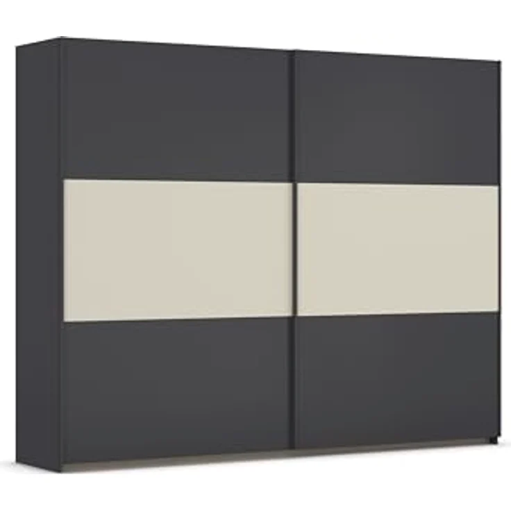 Rauch Möbel Neo, Schwebetürenschrank, Kleiderschrank, Kleiderschränke, Garderobe, Schrank mit Stauraum, 2-türig, Farbe Grau-metallic/Champagner, 261 x 210 x 59 cm – Bild 2