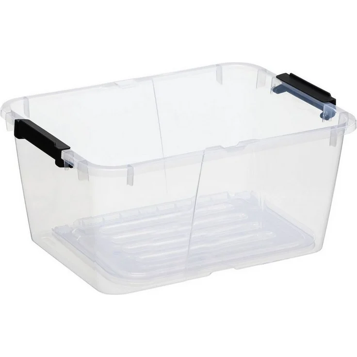 Plast Team Aufbewahrungsbox Behälter mit Doppeldeckel 15l, Doppeldeckelbehälter, Klappdeckel, Sicherheitsclips – Bild 4