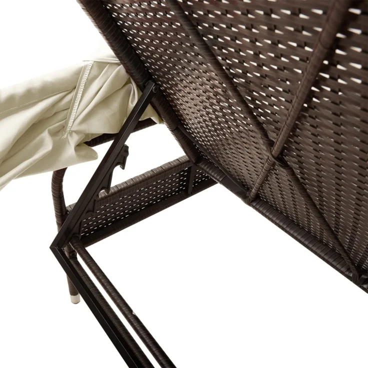 vidaXL Sonnenliege mit Dach Braun Poly Rattan 368189 – Bild 3