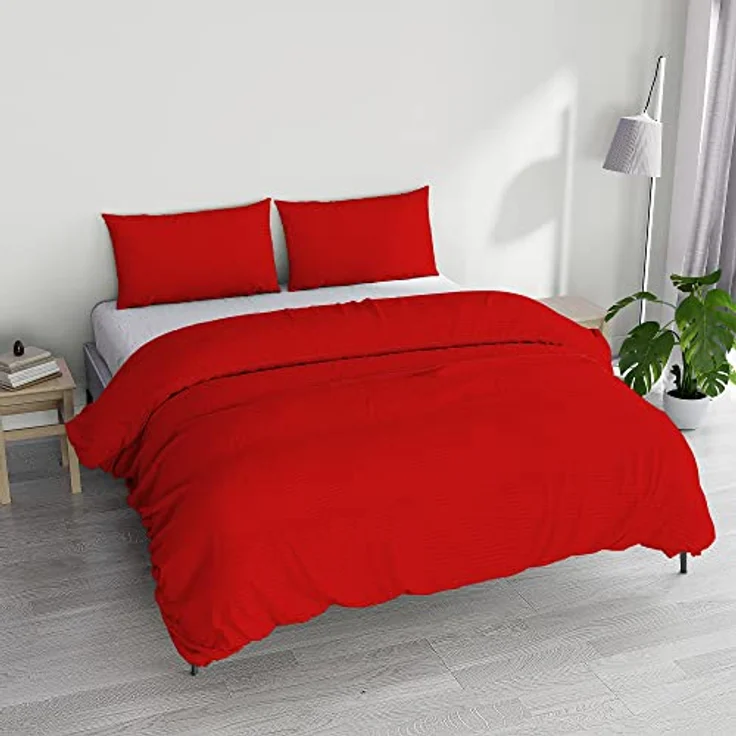 Italian Bed Linen Satin Stripes Bettbezug, Doppelte, Rot – Bild 3