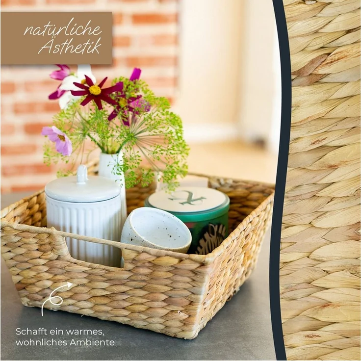 HMF Geschenketeller geflochten eckig 30 cm aus Wasserhyazinthe Flechtkorb – Bild 3