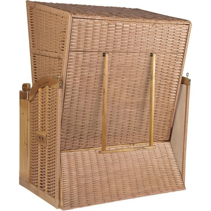 Strandkorb Hanse Strandkorb Strandkorb 2-Sitzer Ostsee Volllieger in Natur Beige Grün, BxTxH: 120x80x160 cm, Ostsee Volllieger, Ostsee 2-Sitzer Modell 2025, Stabiles Wacholder mit handgefertigtem Polyrattangeflecht – Bild 4