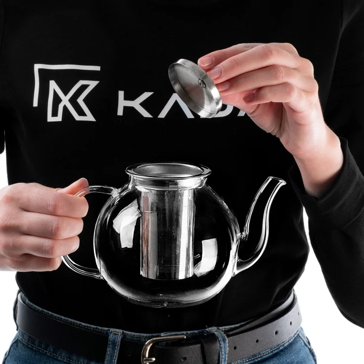 KADAX Teekanne 1L mit Teesieb, Teezubereiter aus Glas, Hitzebeständige Glasteekanne mit herausnehmbarem Siebeinsatz, Teebereiter, Kanne für verschiedene Teesorten – Bild 4