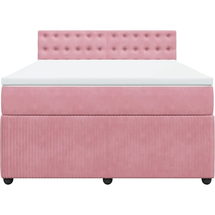 vidaXL Boxspringbett mit Matratze Rosa 140x200 cm Samt 3290075 – Bild 6