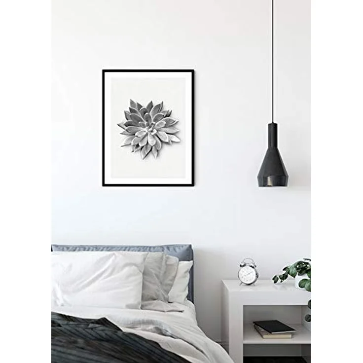 Komar Wandbild Succulent Agave, Poster 50 x 70 cm, schwarz-weiß-grau, hochwertiger Druck, ohne Rahmen, made in Germany – Bild 3