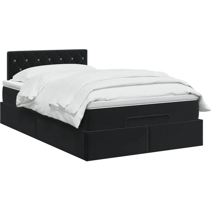 vidaXL Ottoman Bett mit Matratze Schwarz 120 x 200 cm Samt 3456479 – Bild 3