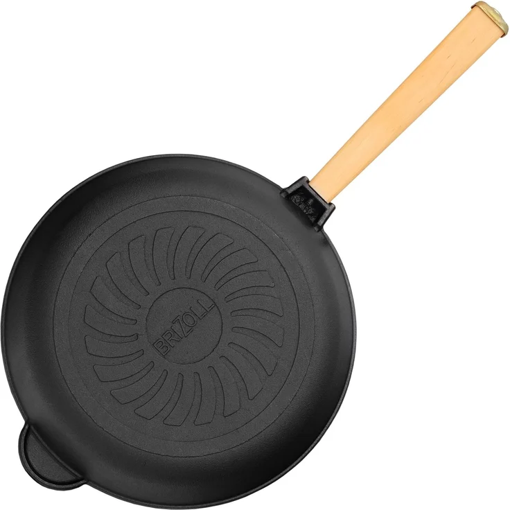 Gusseisenpfanne 24 cm Bratpfanne aus Gusseisen tief Induktion Holzgriff Schmortopf Pfanne – Bild 8