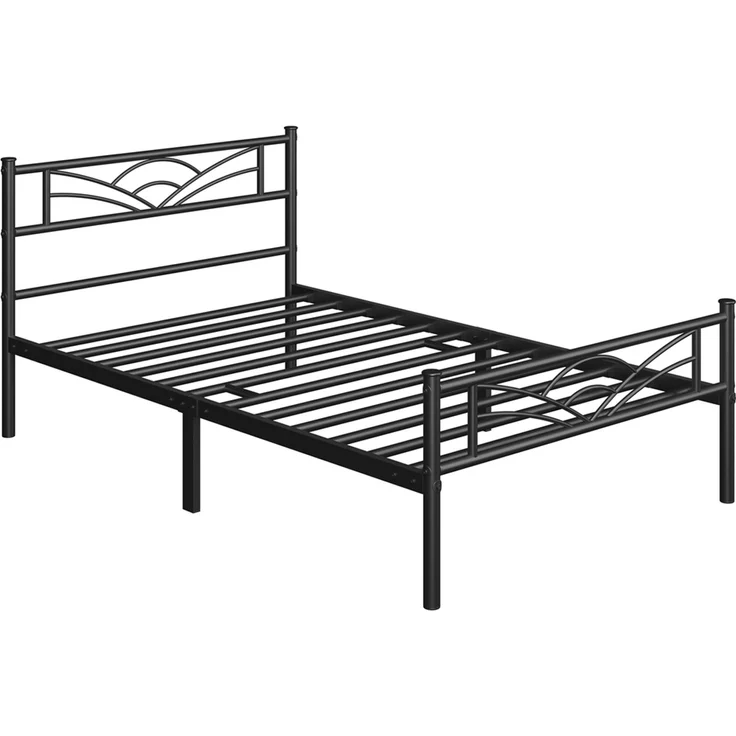 Yaheetech Metallbett mit Lattenrost, Wolkenmuster, Schwarz, 90x190 cm – Bild 1