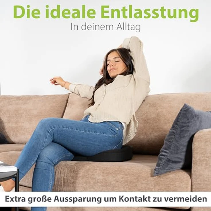 feela.® Orthopädischer Sitzring, Hämorrhoiden Sitzkissen mit Loch, 3 Härtegrade, Hochdichter Memory-Schaum mit Kühlgel-Kern, für gezielte Druckentlastung nach OP & Geburt, (Hart) – Bild 2