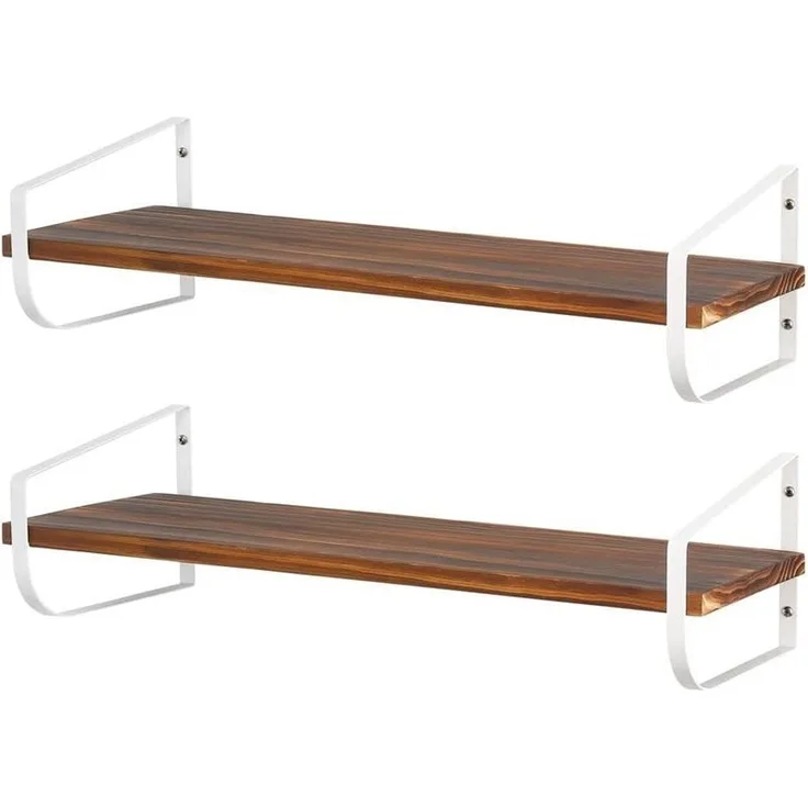 Wandregal Hängeregal Schweberegal langes Holzregal mDesign 2er Set mattweiß