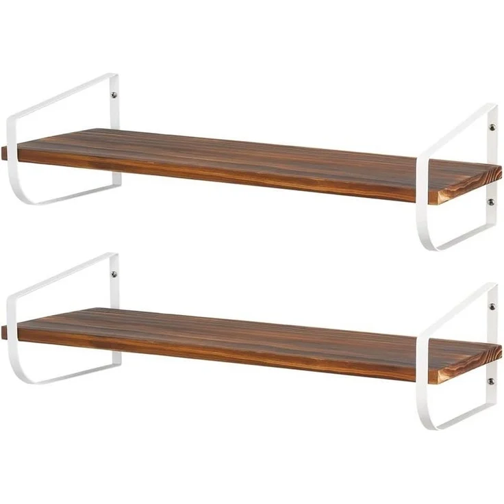 Wandregal Hängeregal Schweberegal langes Holzregal mDesign 2er Set mattweiß – Bild 1