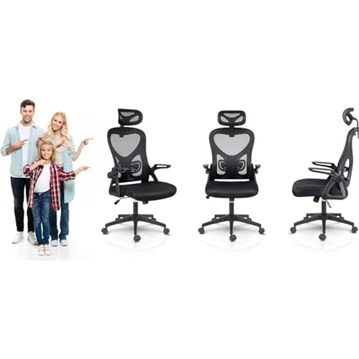 Sofotel Bürostuhl Ergonomisch Schreibtischstuhl Drehstuhl Höhenverstellbar TILT Mechnismus Armlehnen Kopfstütze PU Rollen Mikronetz Todden Schwarz – Bild 8