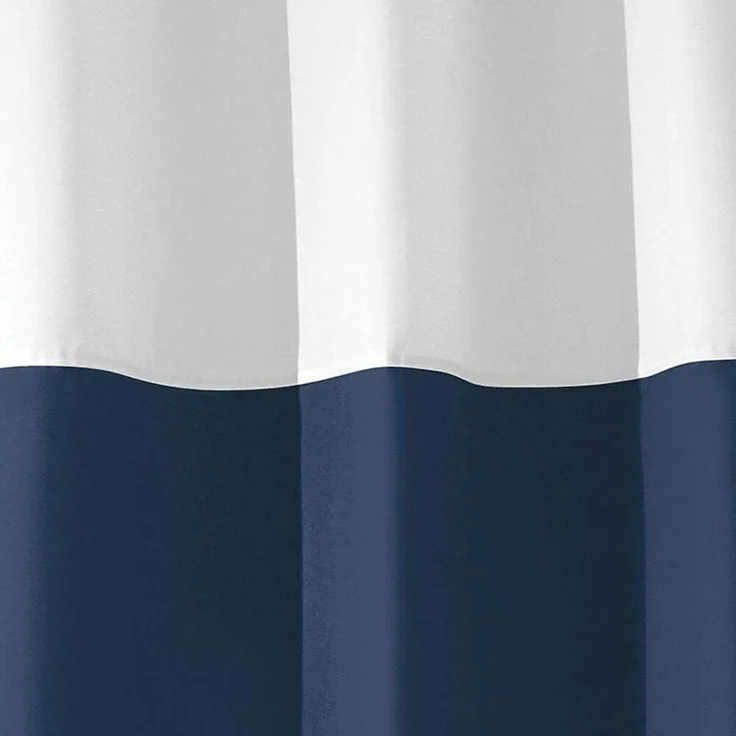 Duschvorhang Duschabtrennung 183 x 183 cm Streifen Mikrofaser navy/weiß mDesign – Bild 3