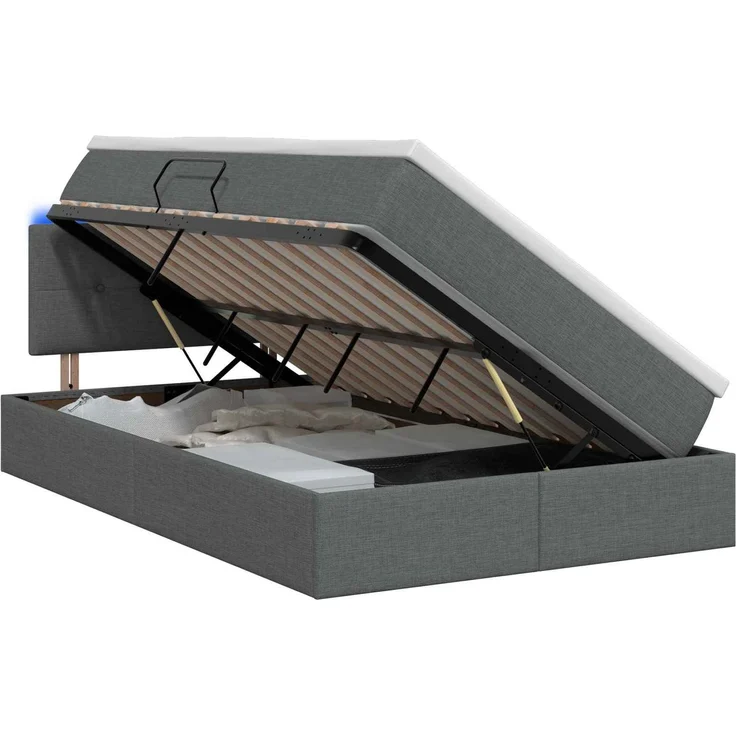 vidaXL LED-Speicherbett mit Matratze Dunkelgrau 120 x 200 cm Stoff 3459055 – Bild 2