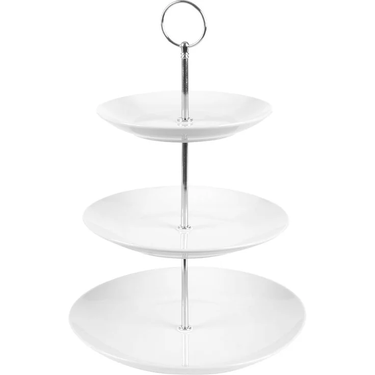 Excellent Houseware 628900040 Etagère Porzellan, 3-stufig, Weiß, 3 Ablagefächer, 16cm,20cm, 25cm – Bild 3