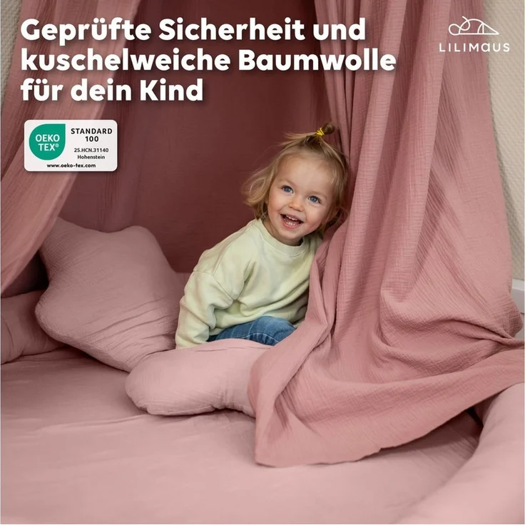lilimaus Dekokissen Kuschelkissen Herz & Stern aus Musselin fürs Kinderzimmer, Kuschelkissen mit oder ohne Flatter - passend zu unserer Bettwäsche – Bild 3