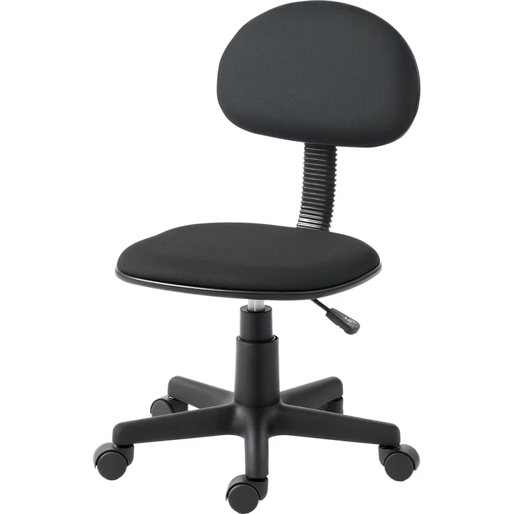 Rayofly-Schreibtischstuhl ohne Armlehnen, höhenverstellbar, 360° Drehrollen, niedrige Rückenlehne, Schwarz, H 87 cm x T 48 cm x B 15 cm – Bild 2