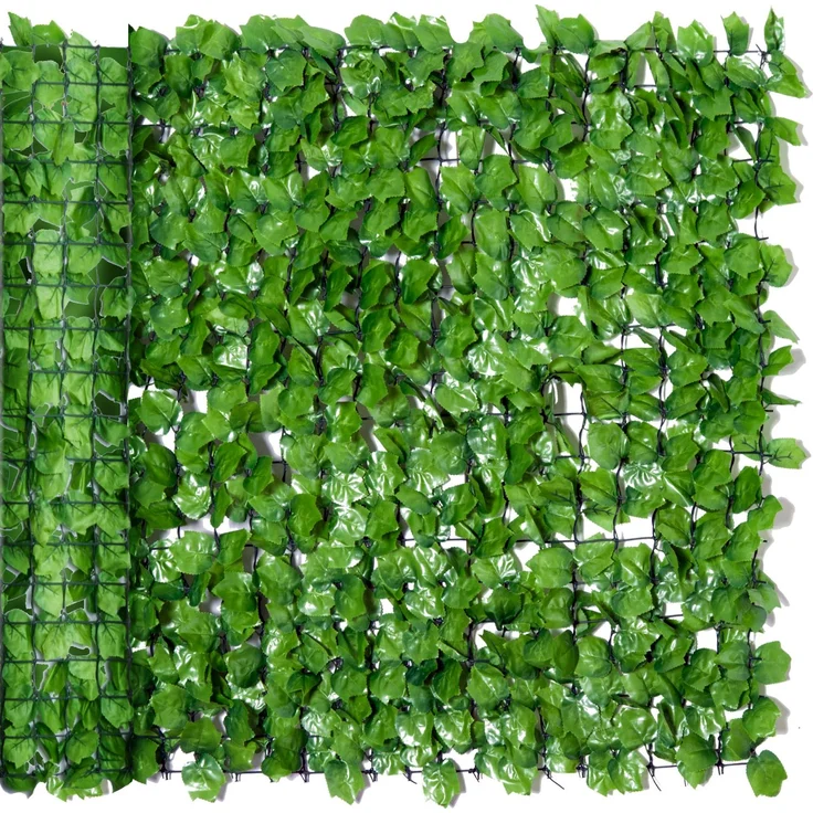 MELAYR, Künstlicher Hecken-Sichtschutz, UV-geschützt, Sichtschutzgitter mit Blättern, 300 x 100 x 1 cm, Hellgrün – Bild 1