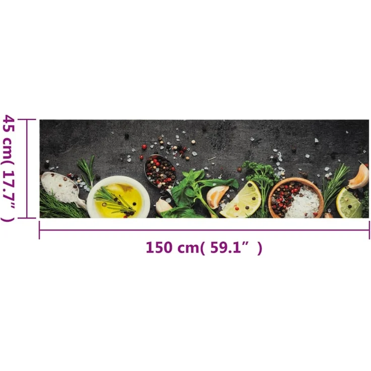 vidaXL Küchenteppich Waschbar Gewürze 45x150 cm Samt 4005608 – Bild 4