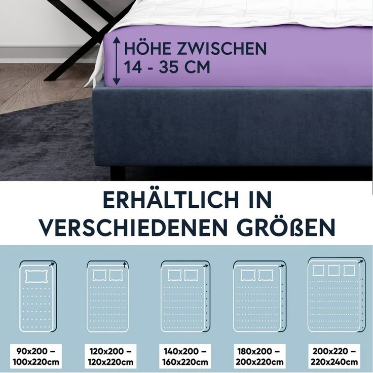 MOON Heimtextilien Spannbettlaken MOON-Luxury Spannbettlaken Jersey Stretch 230g/m², 97% Mako-Baumwolle 3% Elastan – Bild 4