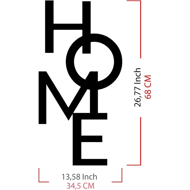 Wallity 'Home 5' Dekoratives Wandaccessoire aus Metall, Schwarz, 68 x 34,5 cm – Bild 6