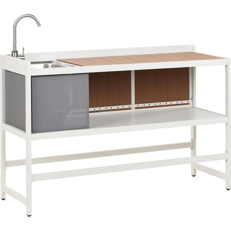 Outdoor-Küche 3er Set mit Spüle ORTISEI Metall Weiß – Bild 5
