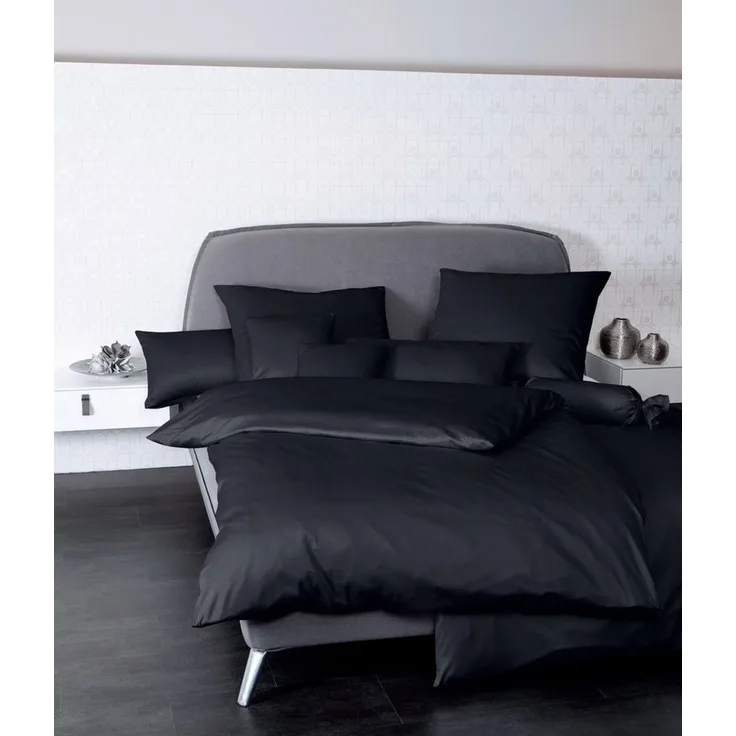 Hochwertige Janine Mako-Satin BETTWÄSCHE COLORS in verschiedenen Größen und Farben 135x200 / 80x80 cm schwarz 98