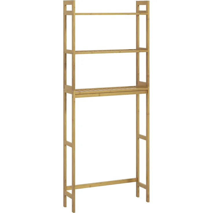 MELAYR, Badezimmerregal Badregal Toilettenregal, 3 Regale, wasserbeständig, 68 cm x 20 cm x 165 cm, Natur, Naturholz