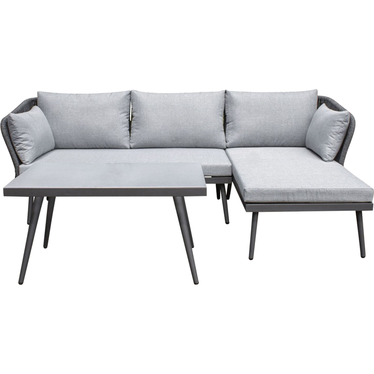 SUNERA Lounge, 3-tlg. inkl. Kissen + Couchtisch, Stahlgestell dunkelgrau – Bild 2